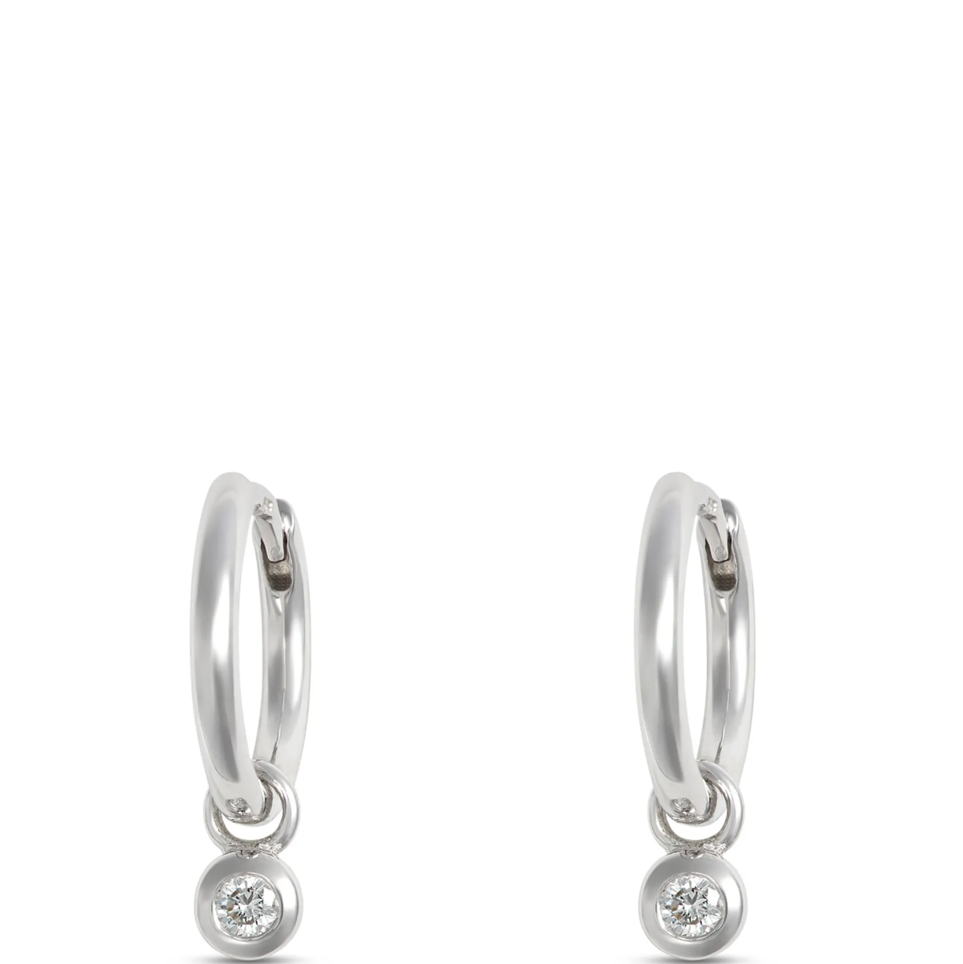 12MM Classic Hoop Earrings with Round Diamonds, 0.07 Total Weight, 14k Yellow Gold