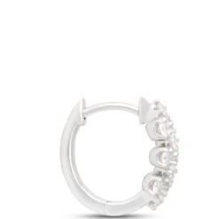 12MM Classic Round Diamond Cluster Hoop Earrings, ⅓ Total Carat Weight 14K white Gold