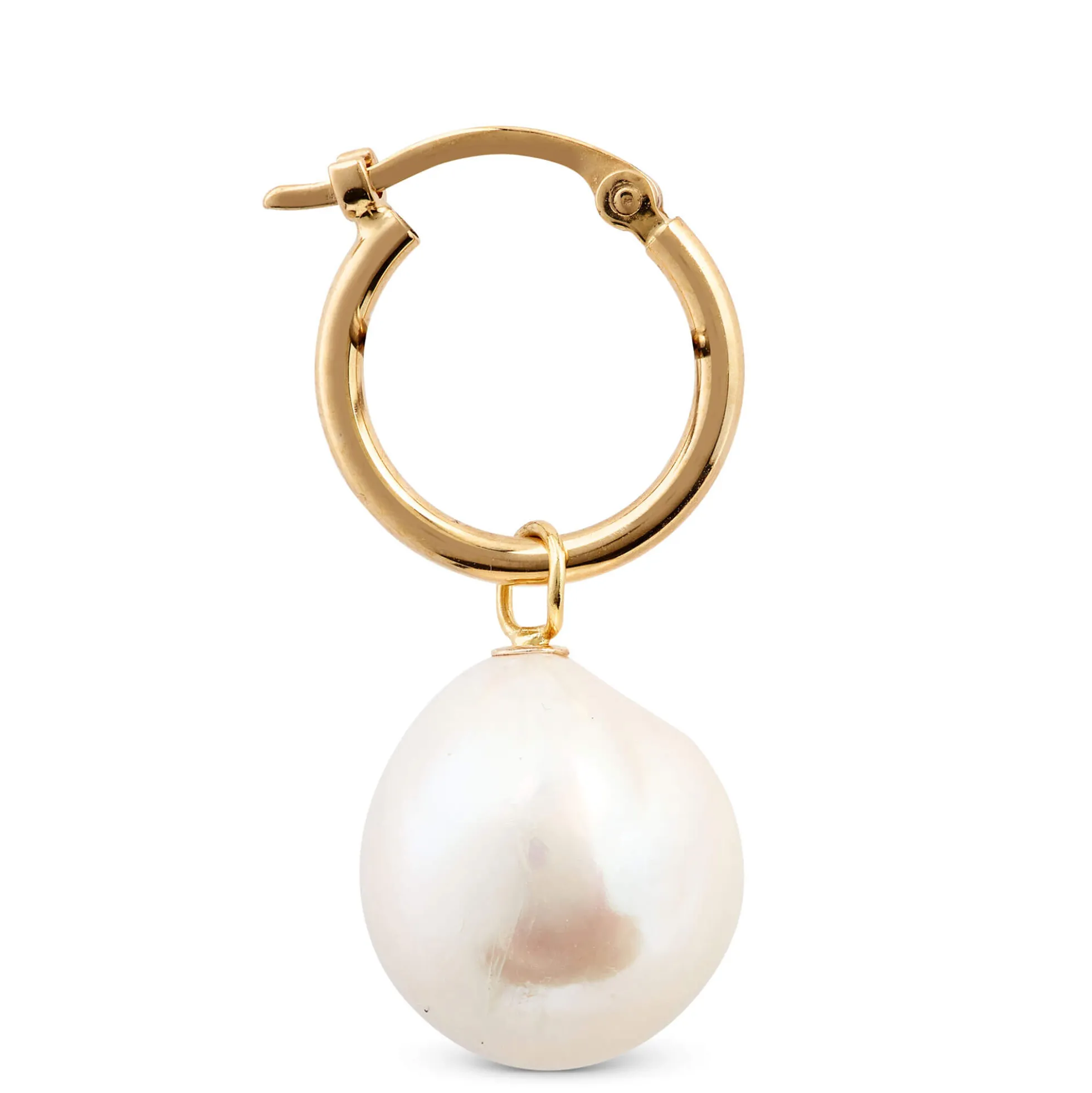 12MM Cultured Baroque Freshwater Pearl Hoop Earrings, 14K Yellow Gold