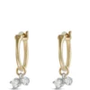 10MM Diamond Dangle Hoop Earrings, 14K Yellow Gold