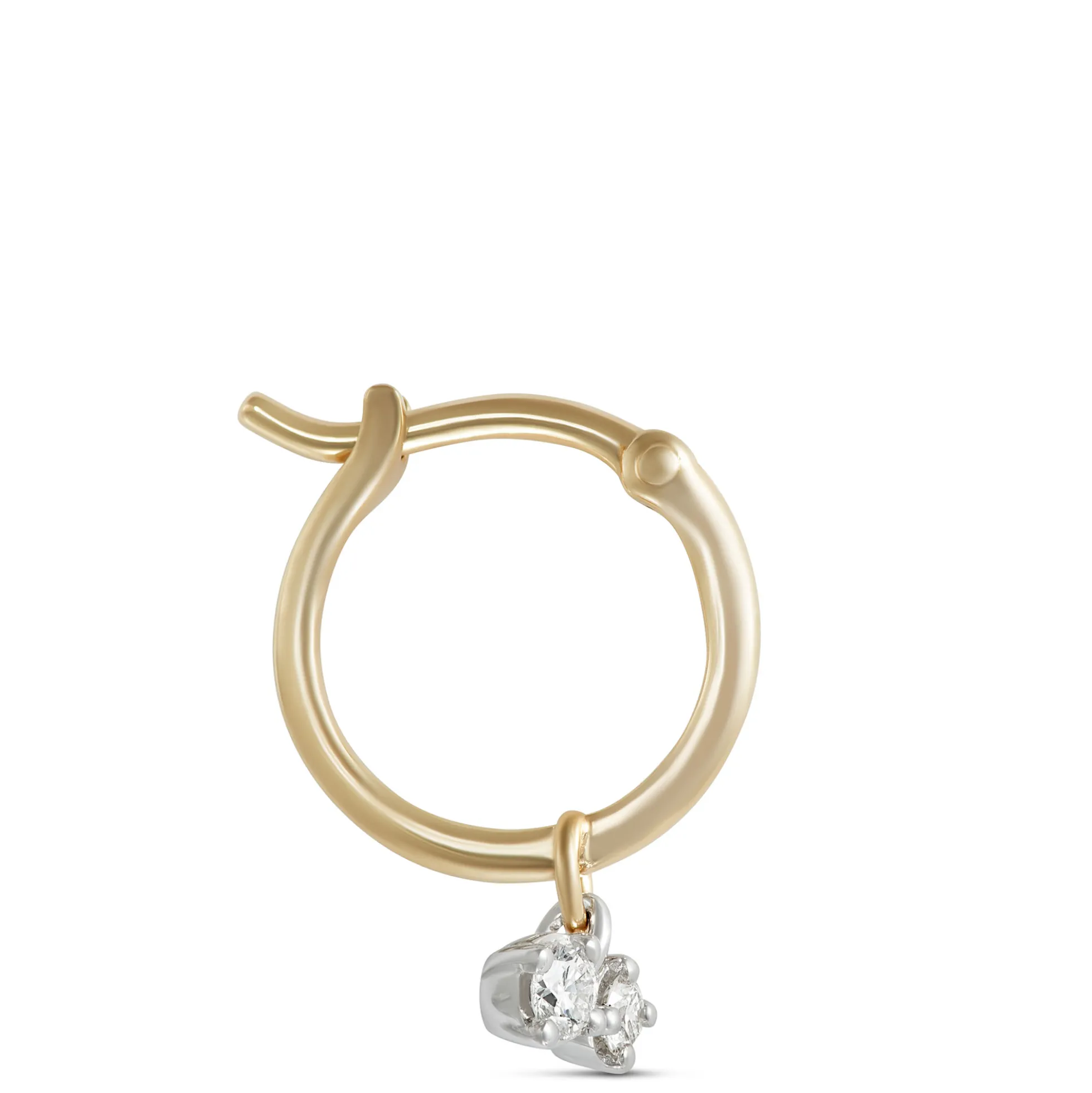 10MM Diamond Dangle Hoop Earrings, 14K Yellow Gold