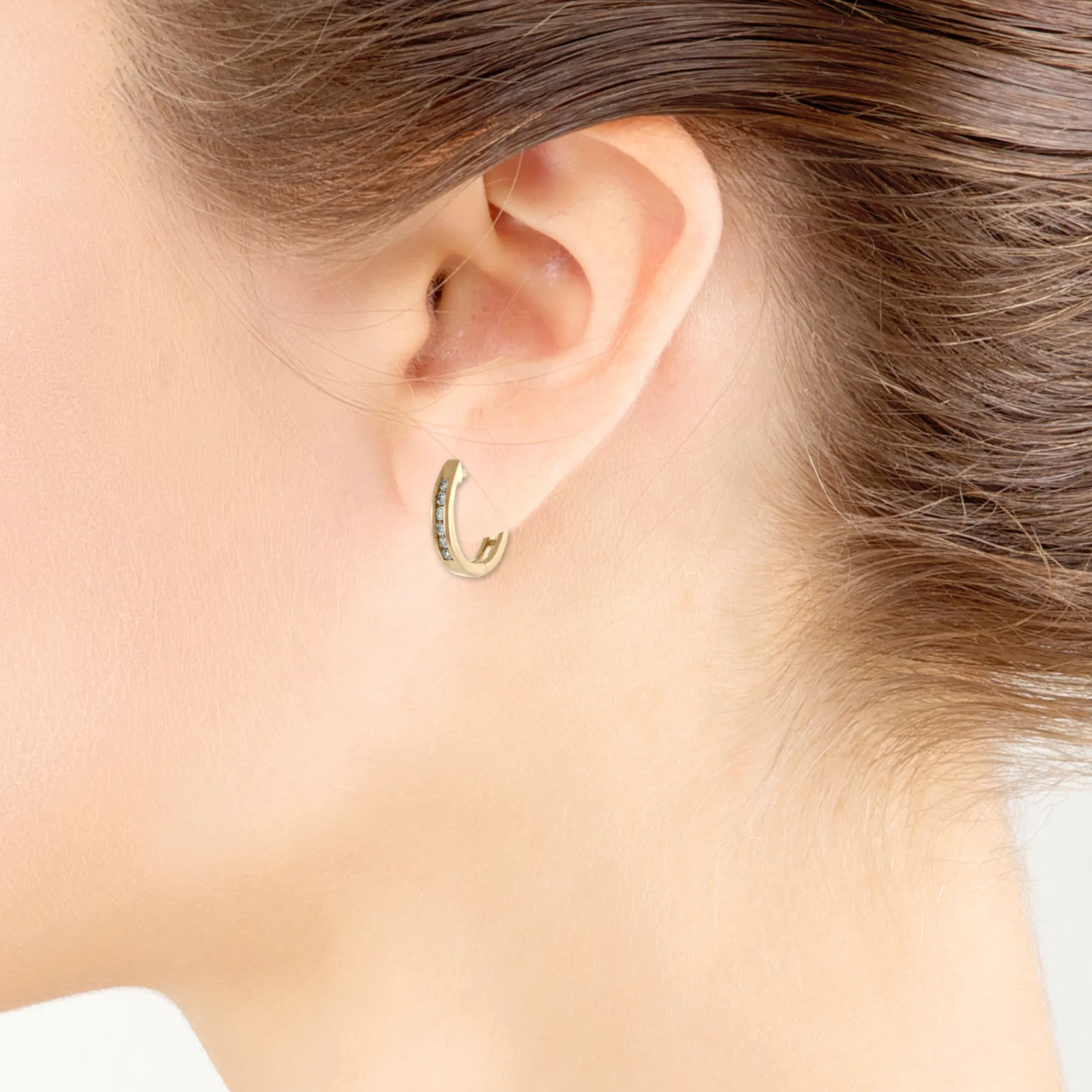 12MM Diamond Hoop Earring, 14K Rose Gold, 1/10 ctw.