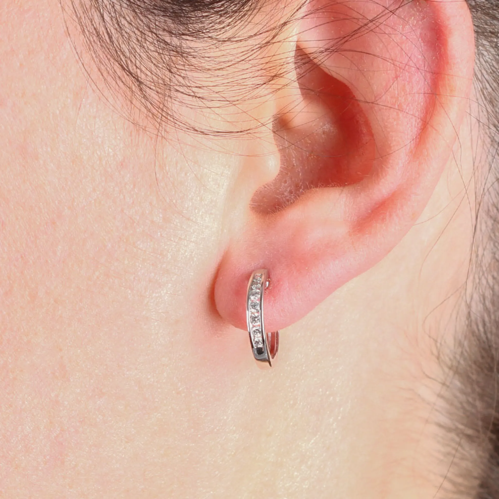 15MM Diamond Hoop Earrings 14K, 1/4 ctw.