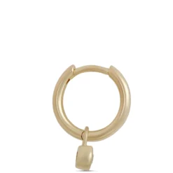 12MM Diamond Hoop Earrings, 14K Yellow Gold