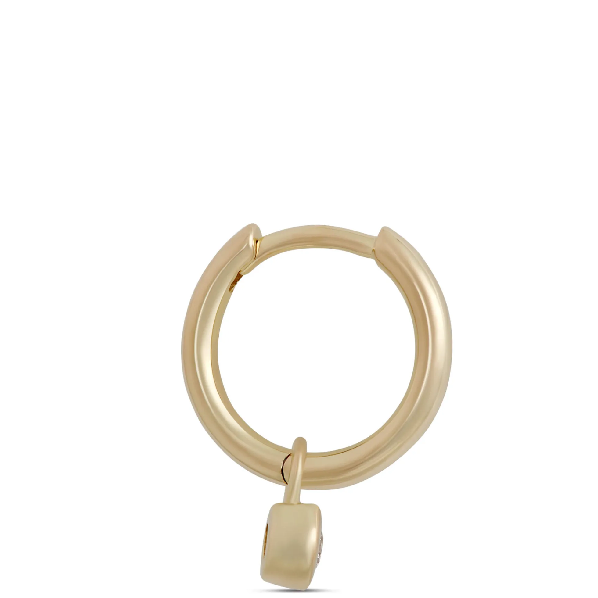 12MM Diamond Hoop Earrings, 14K Yellow Gold