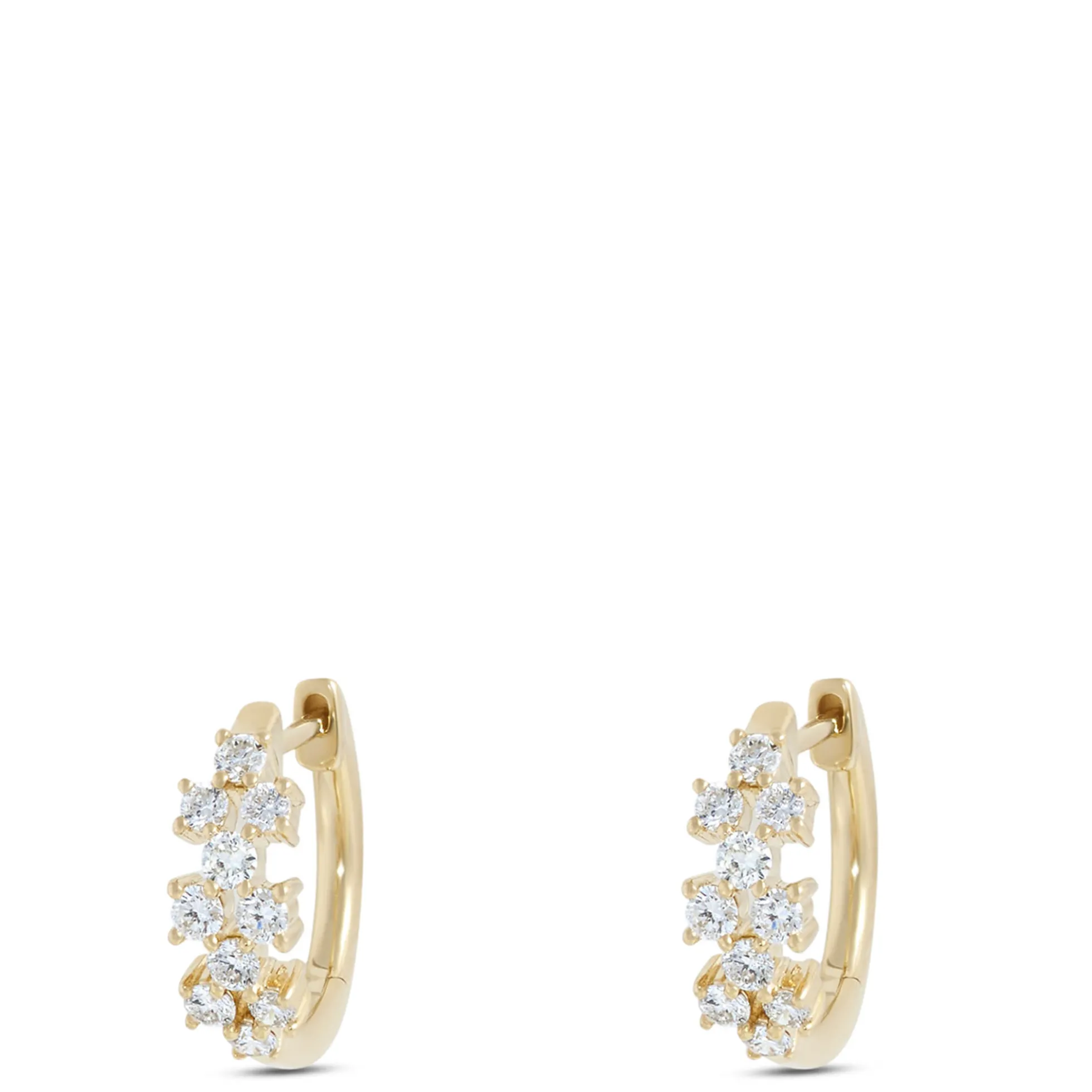 13MM Diamond Hoop Earrings, 14K Yellow Gold