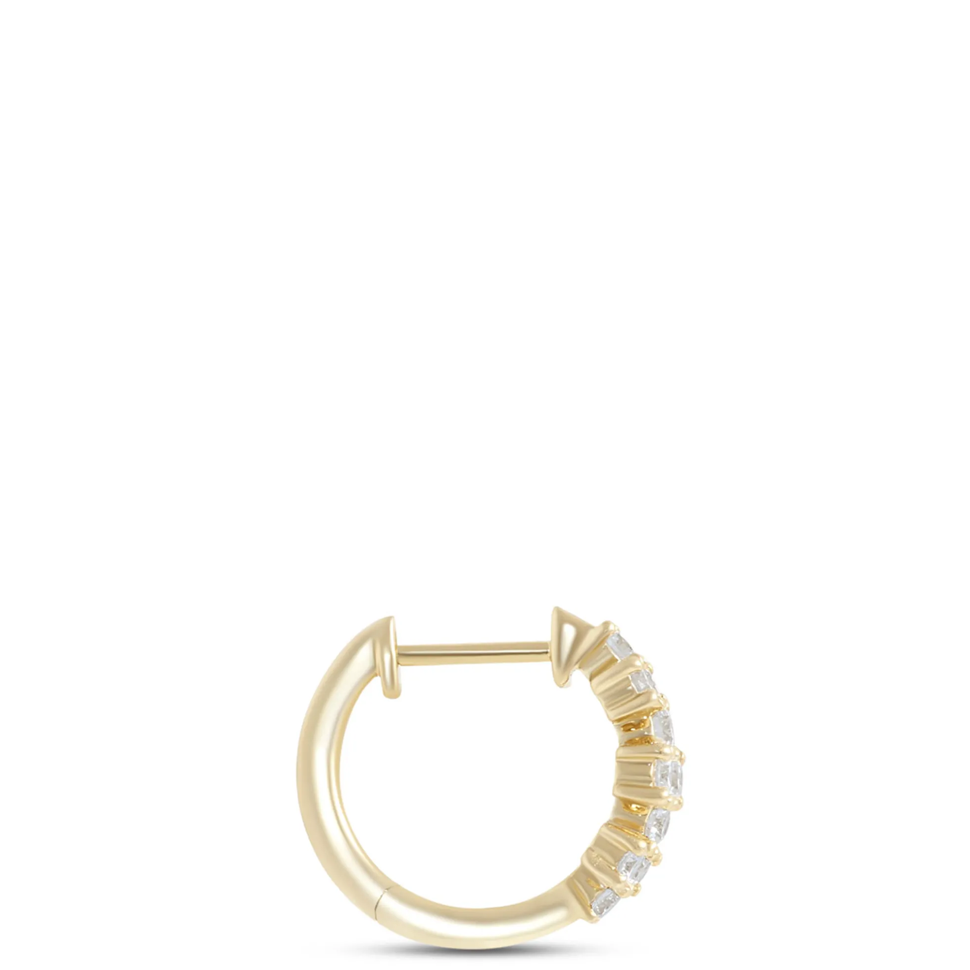 13MM Diamond Hoop Earrings, 14K Yellow Gold