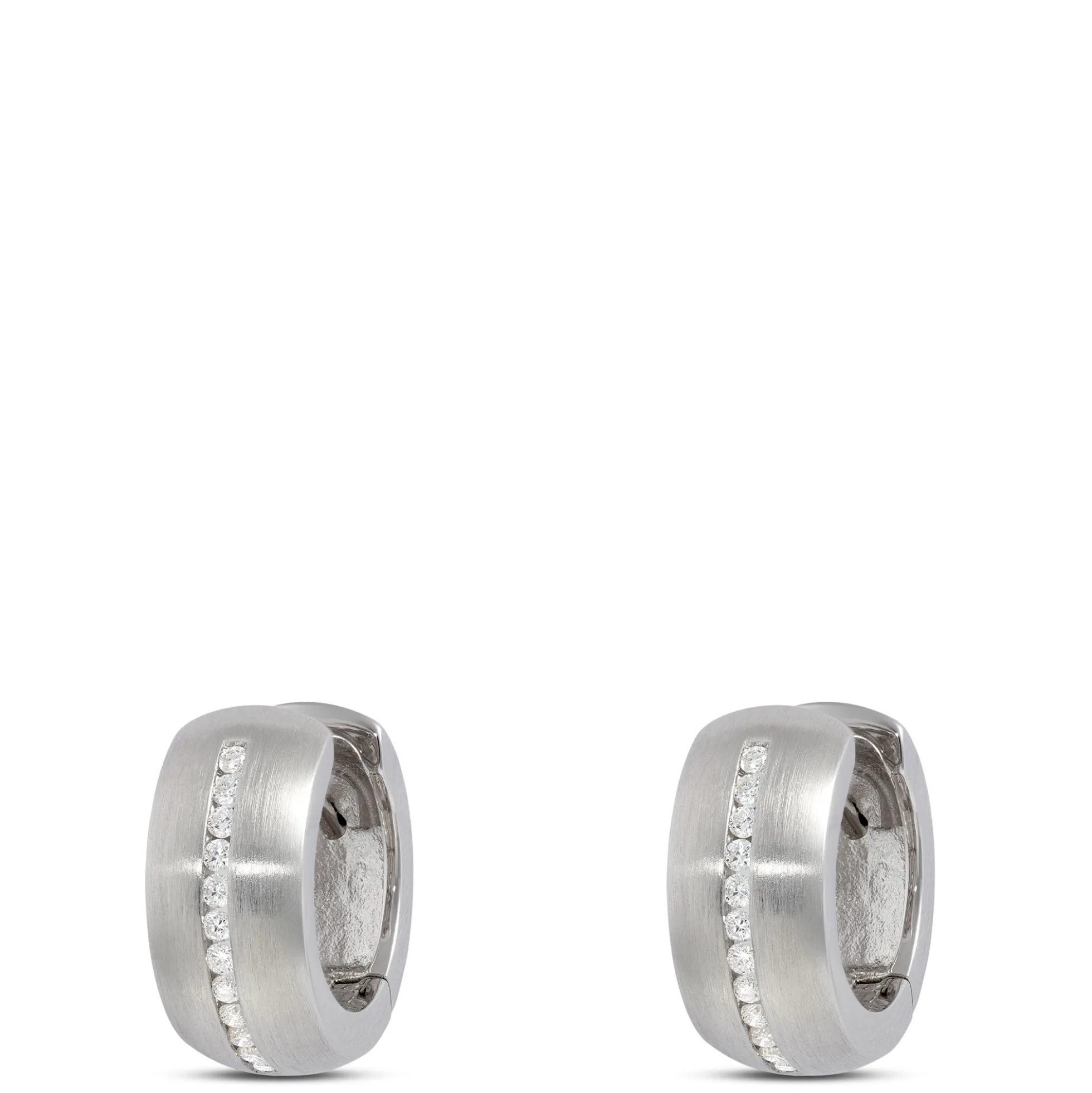 15.8MM Diamond Hoops, Sterling Silver