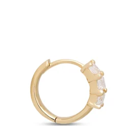 12MM Emerald Cut Diamond Hoops, 1 Total Carat Weight, 14K Yellow Gold