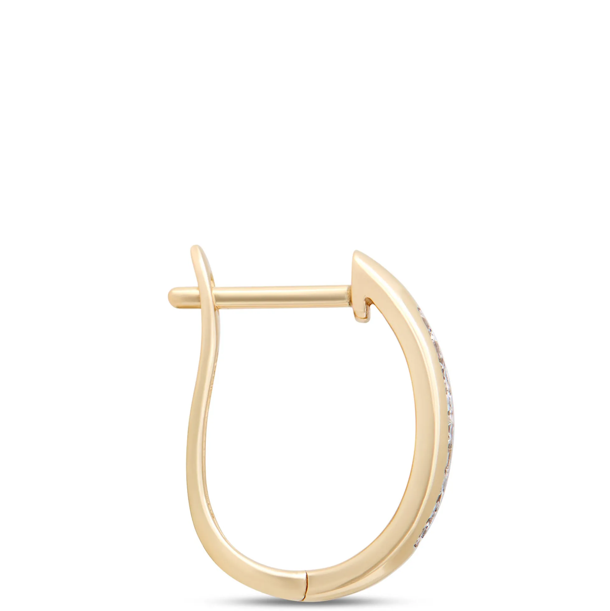 17.5MM Hinged Hoop Diamond Earrings, 14K Yellow Gold