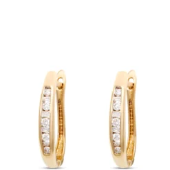 17.5MM Hinged Hoop Diamond Earrings, 14K Yellow Gold