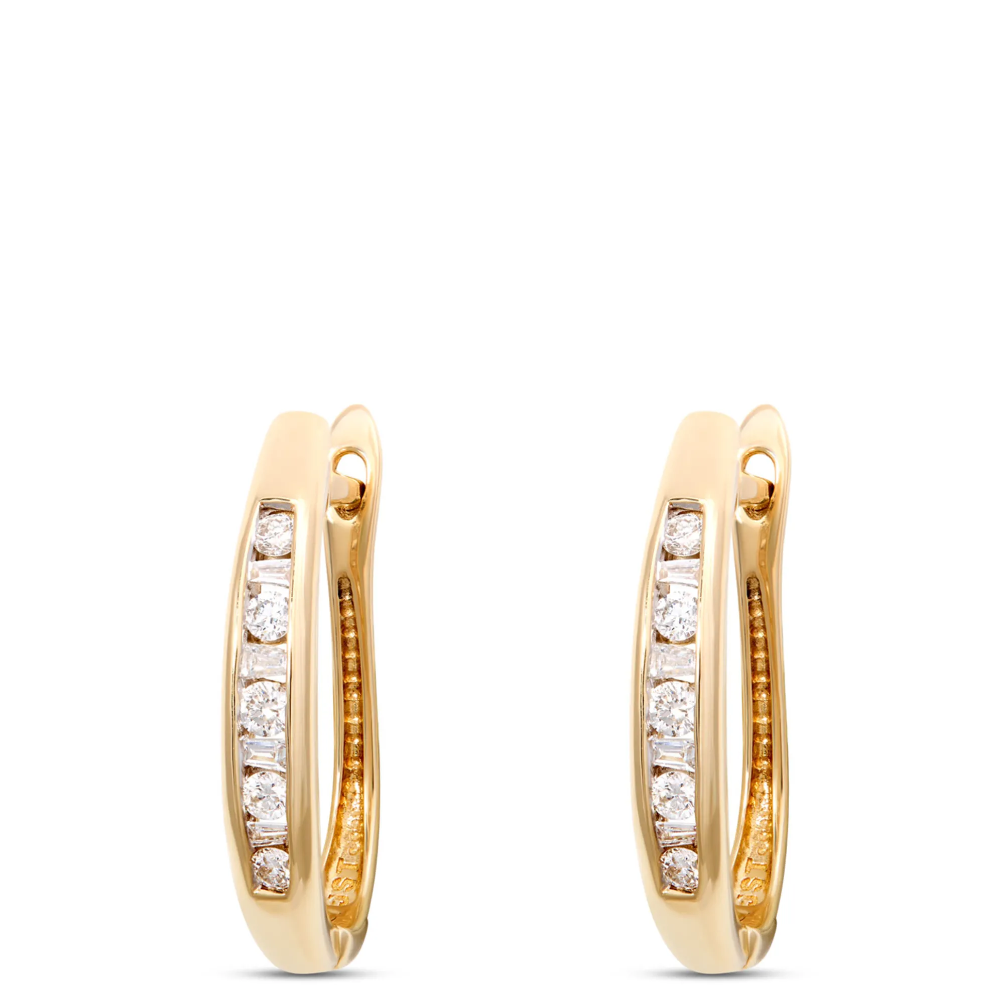 17.5MM Hinged Hoop Diamond Earrings, 14K Yellow Gold
