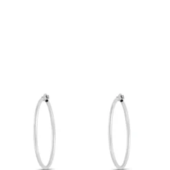 30MM Hinged Hoop Earrings, 14K White Gold