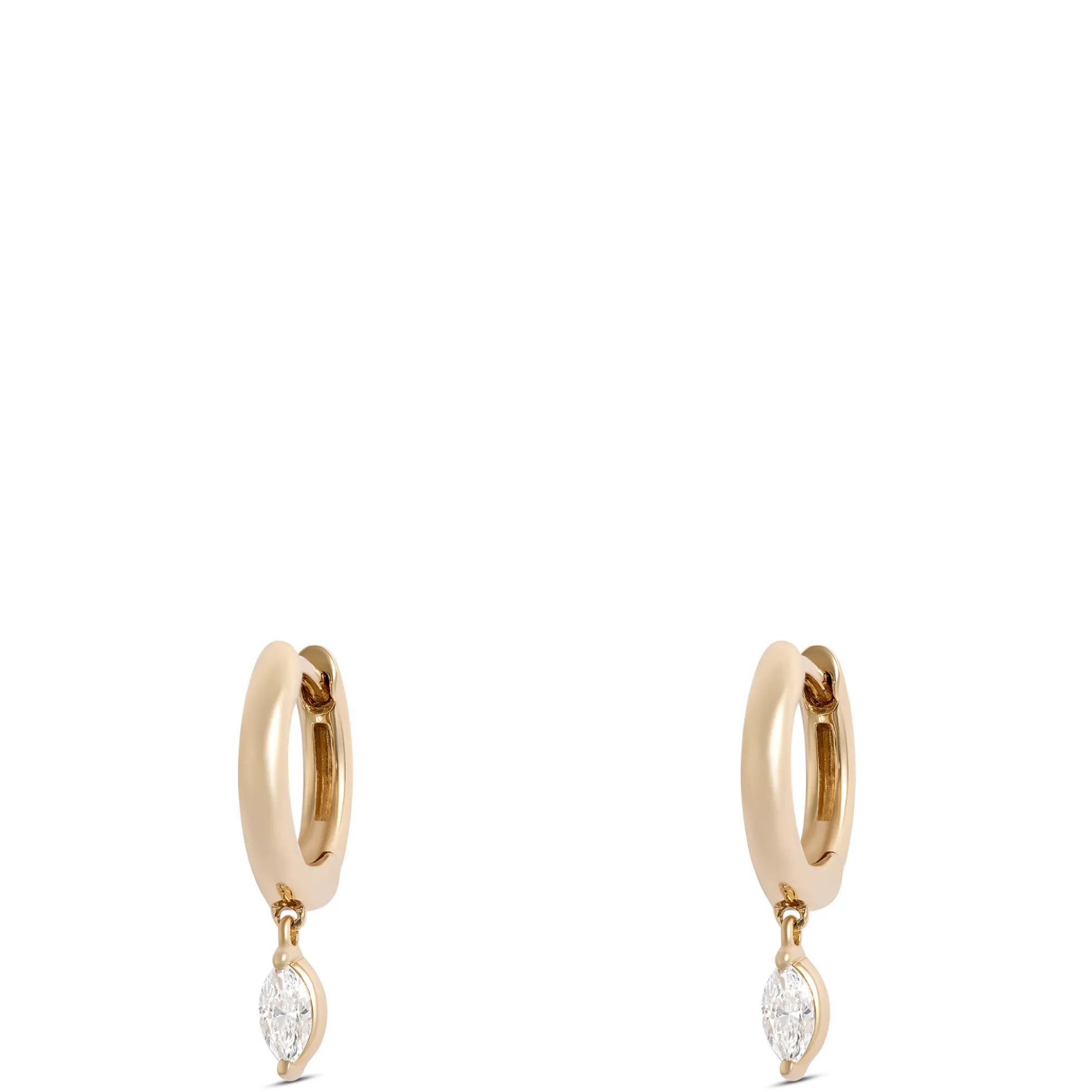 12.5MM Hoops With Dangling Marquise Diamonds
