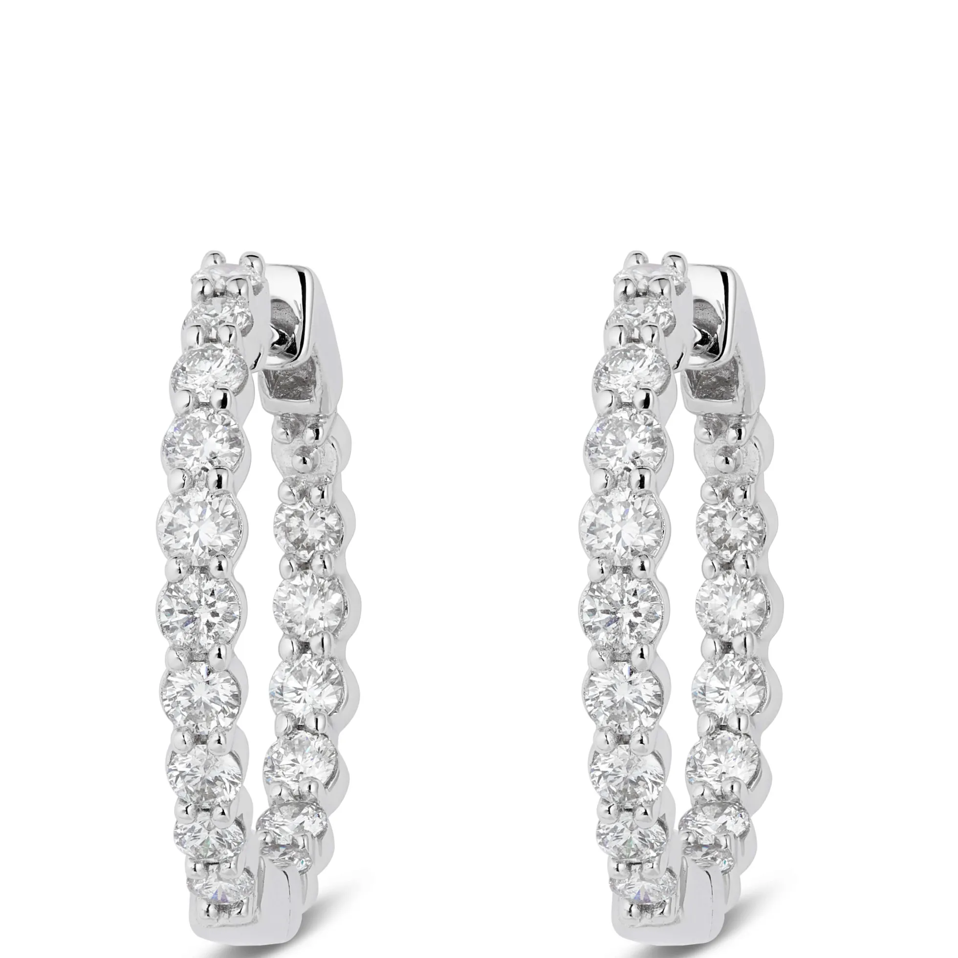 18MM Inside Out Diamond Hoop Earrings 14K, 1 ctw.