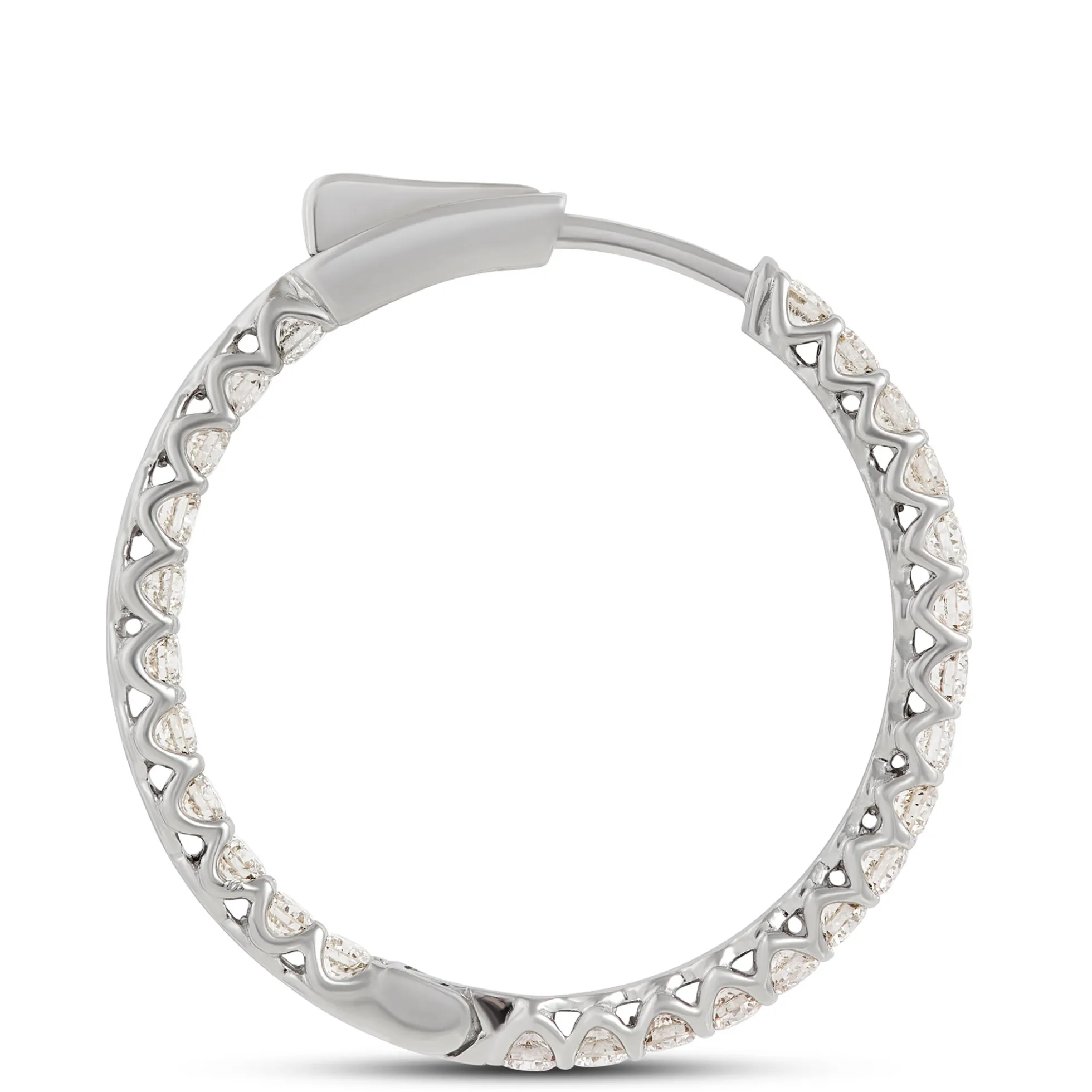 27MM Inside Out Diamond Hoops, 14K White Gold