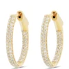 17MM Inside Out Diamond Hoops, 14K Yellow Gold