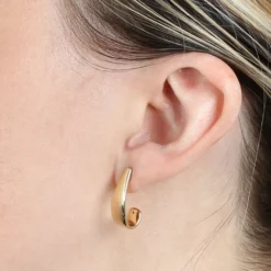 20MM Medium "J" Hoop Earrings 14K