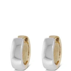12MM Mixed Metal Hinge Hoop Earrings, 14k Mixed Gold