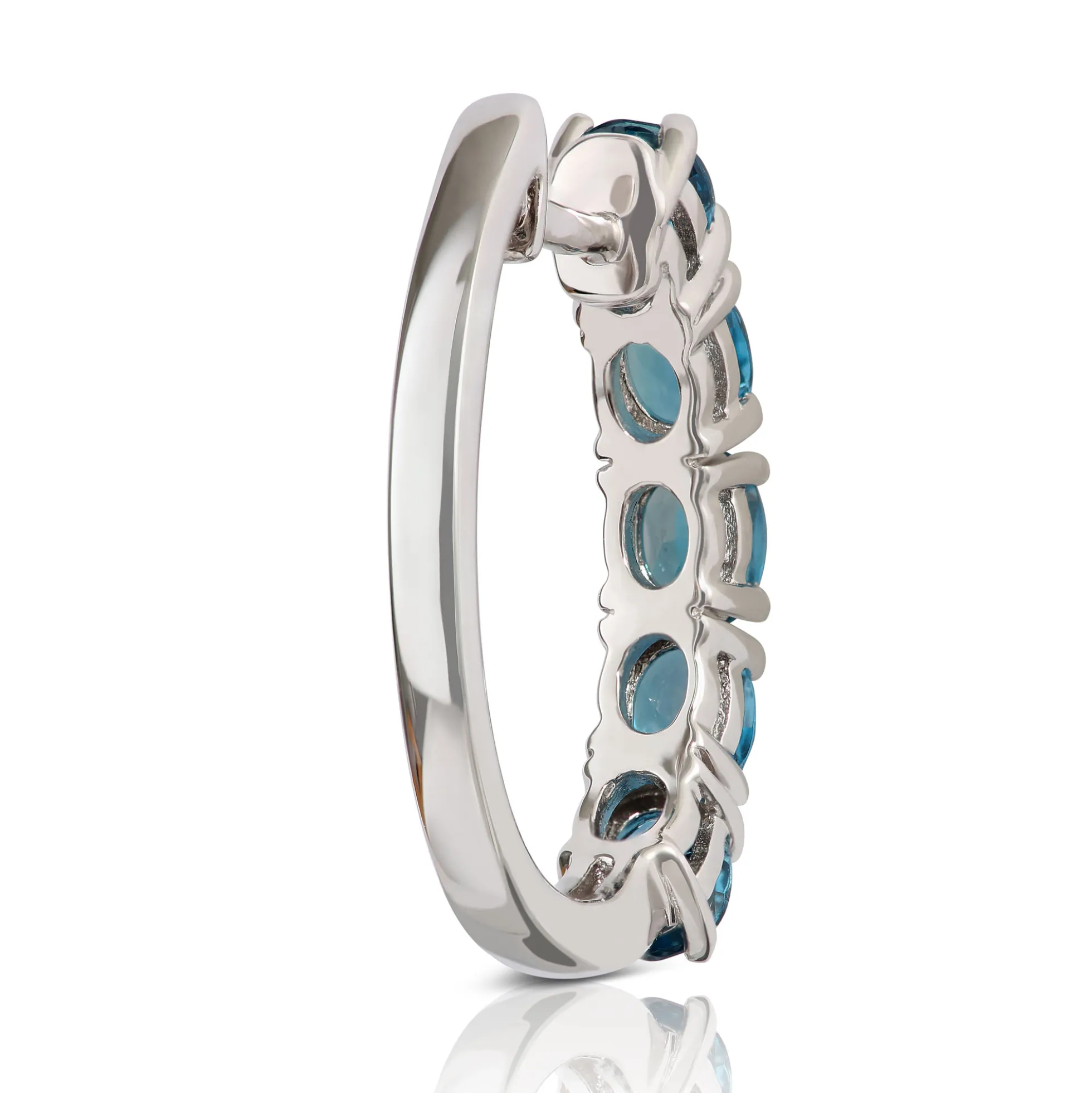 12.7MM Oval Blue Topaz Hoop Earrings 14K