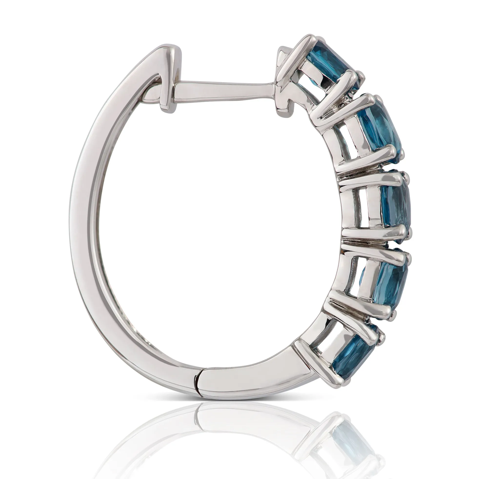 12.7MM Oval Blue Topaz Hoop Earrings 14K