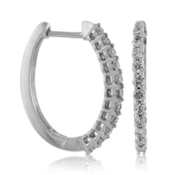 20MM Oval Diamond Hoop Earrings 14K, 1/2 ctw.