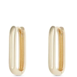 20MM Polished Oblong Hoops, 14k Yellow Gold