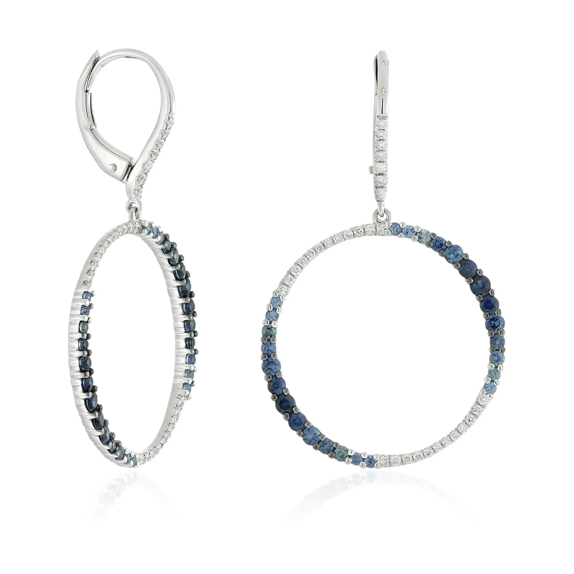 20MM Sapphire & Diamond Circle Earrings 14K