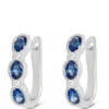 16MM Sapphire & Diamond Hoop Earrings 14K
