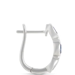 16MM Sapphire & Diamond Hoop Earrings 14K