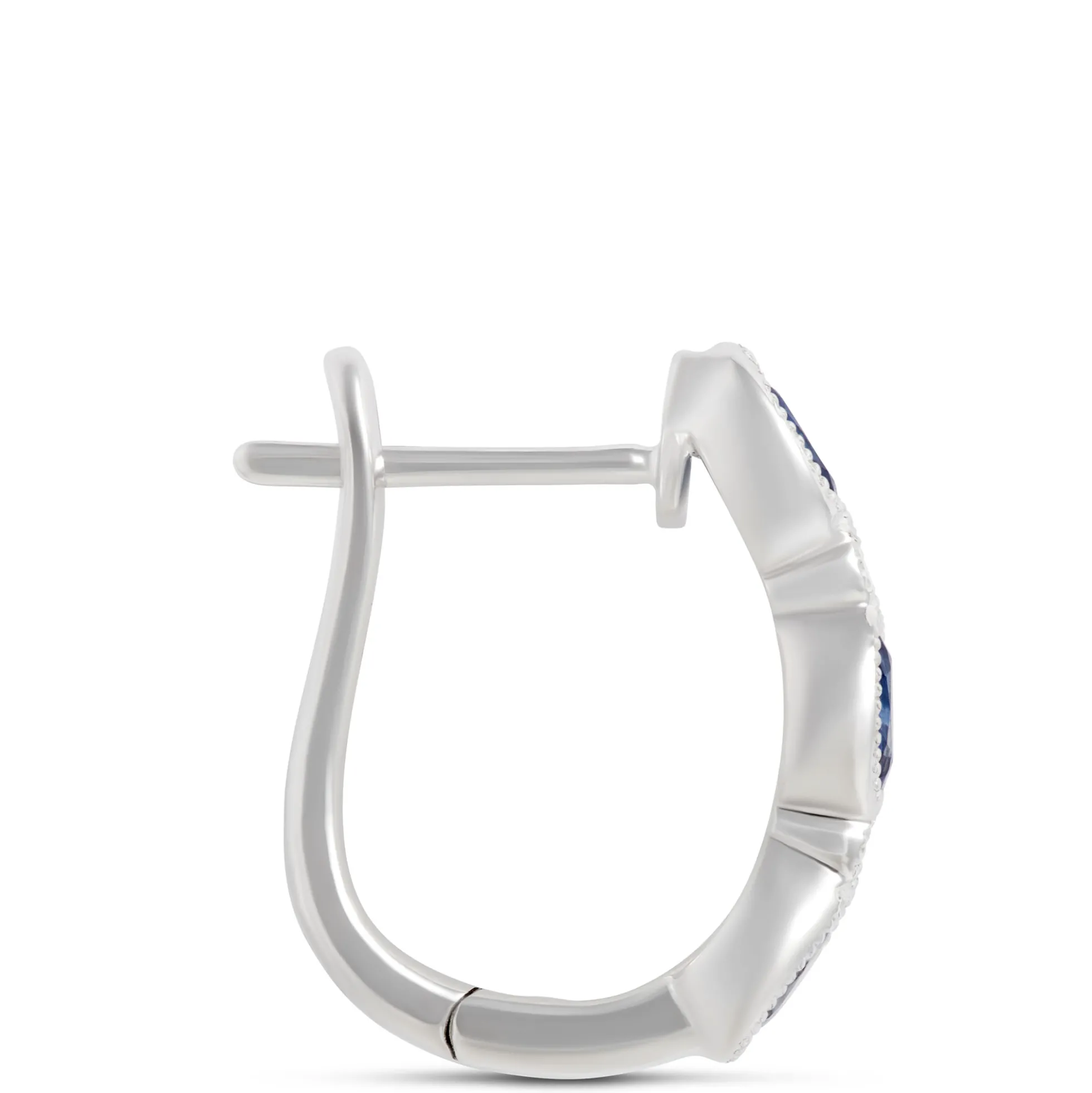 16MM Sapphire & Diamond Hoop Earrings 14K