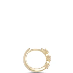 10MM Single Diamond Hoop Earring, 14K Yellow Gold