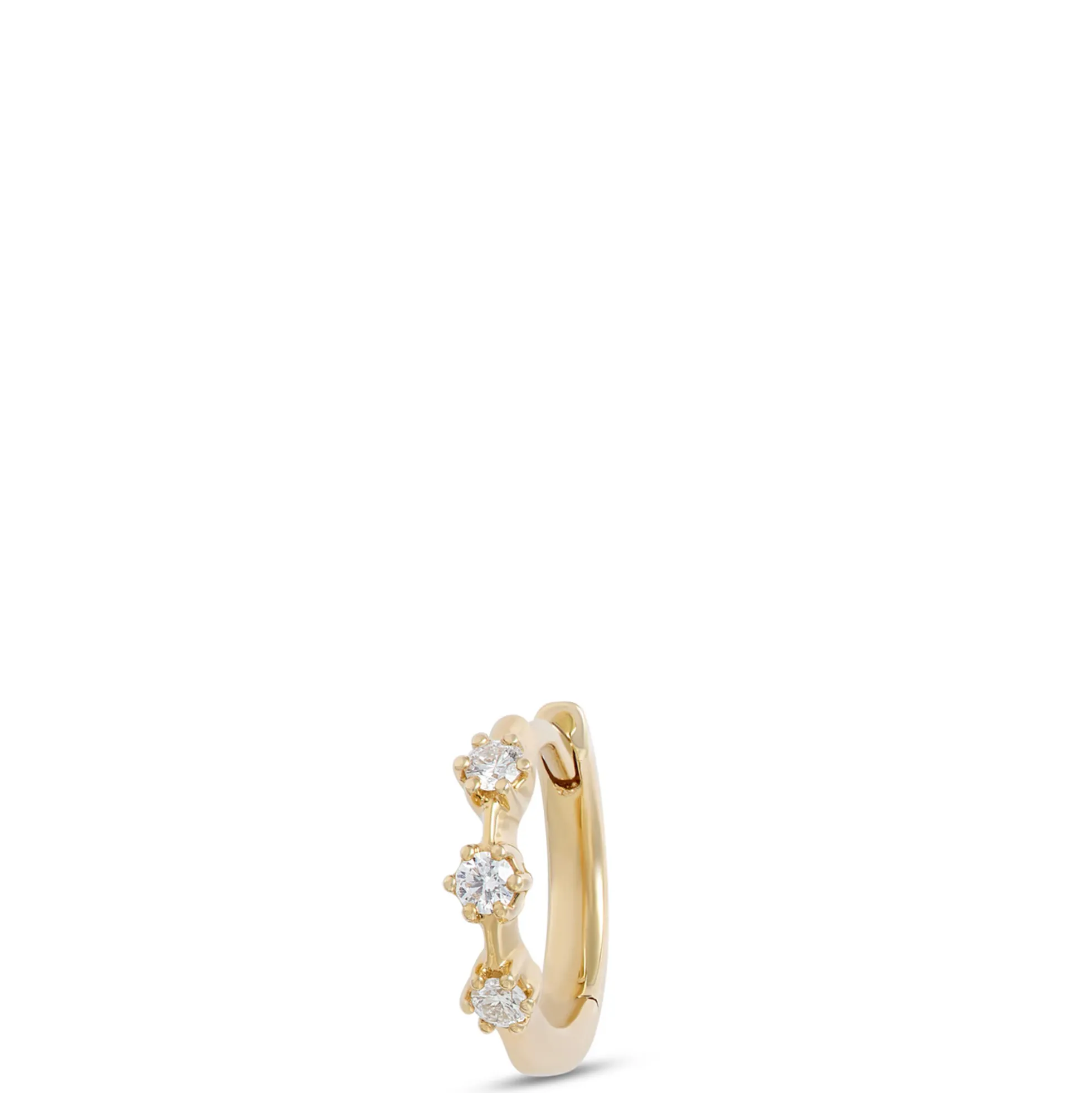 10MM Single Diamond Hoop Earring, 14K Yellow Gold