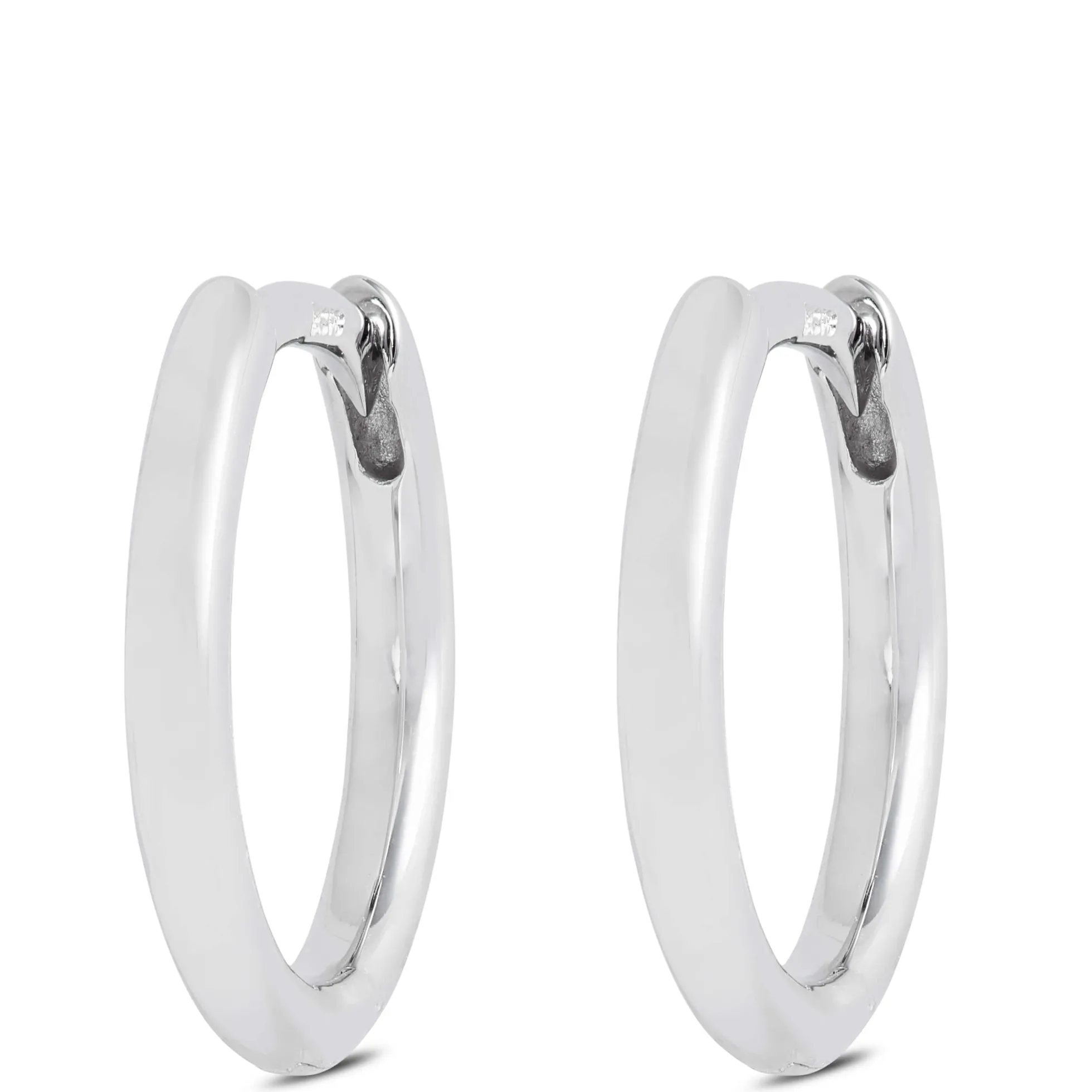 12MM Smooth Huggie Hoop Earrings, 14K White Gold