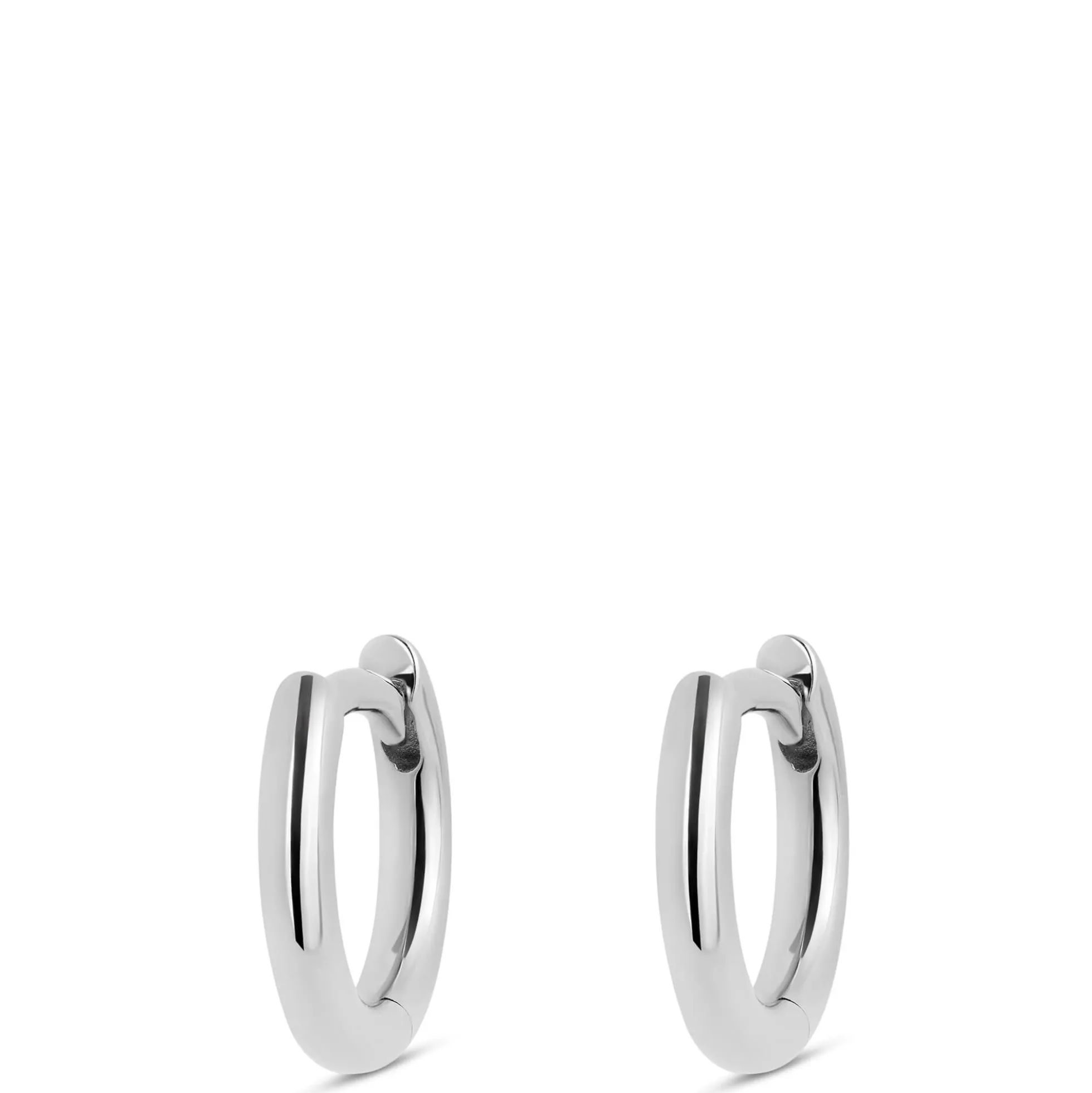 10MM Tiny Hoop Earrings, 14K White Gold