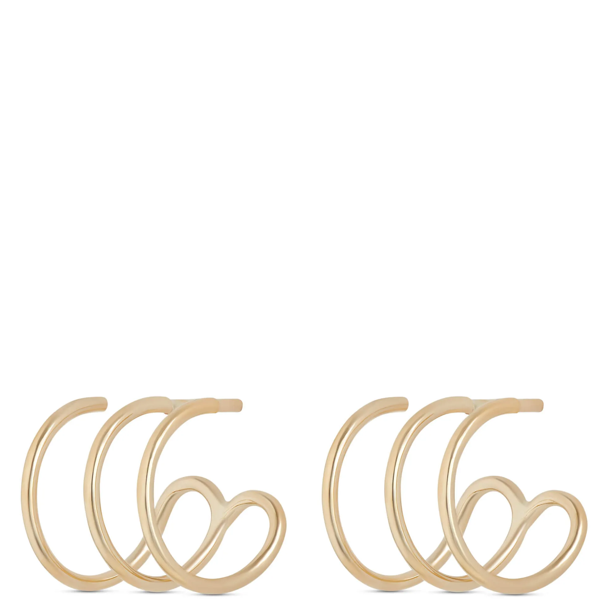 10mm Triple Cuff Earrings, 14K Yellow Gold