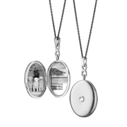 Monica Rich Kosann Infinity White Sapphire Locket, Sterling Silver