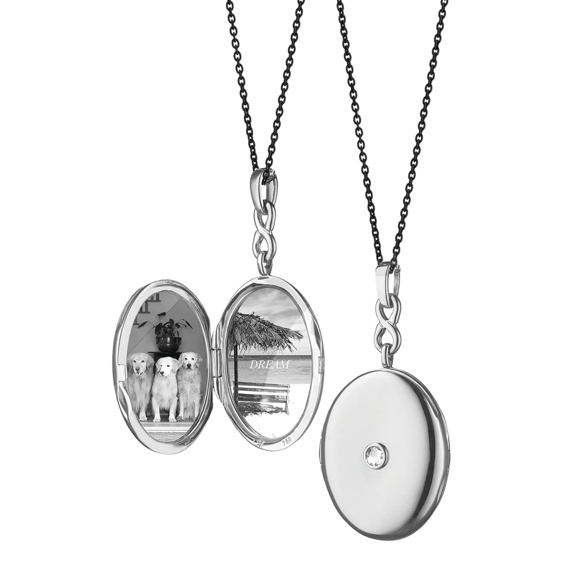 Monica Rich Kosann Infinity White Sapphire Locket, Sterling Silver