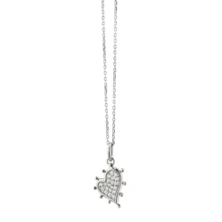 Monica Rich Kosann Petite Pave White Sapphire Heart Necklace, Sterling Silver