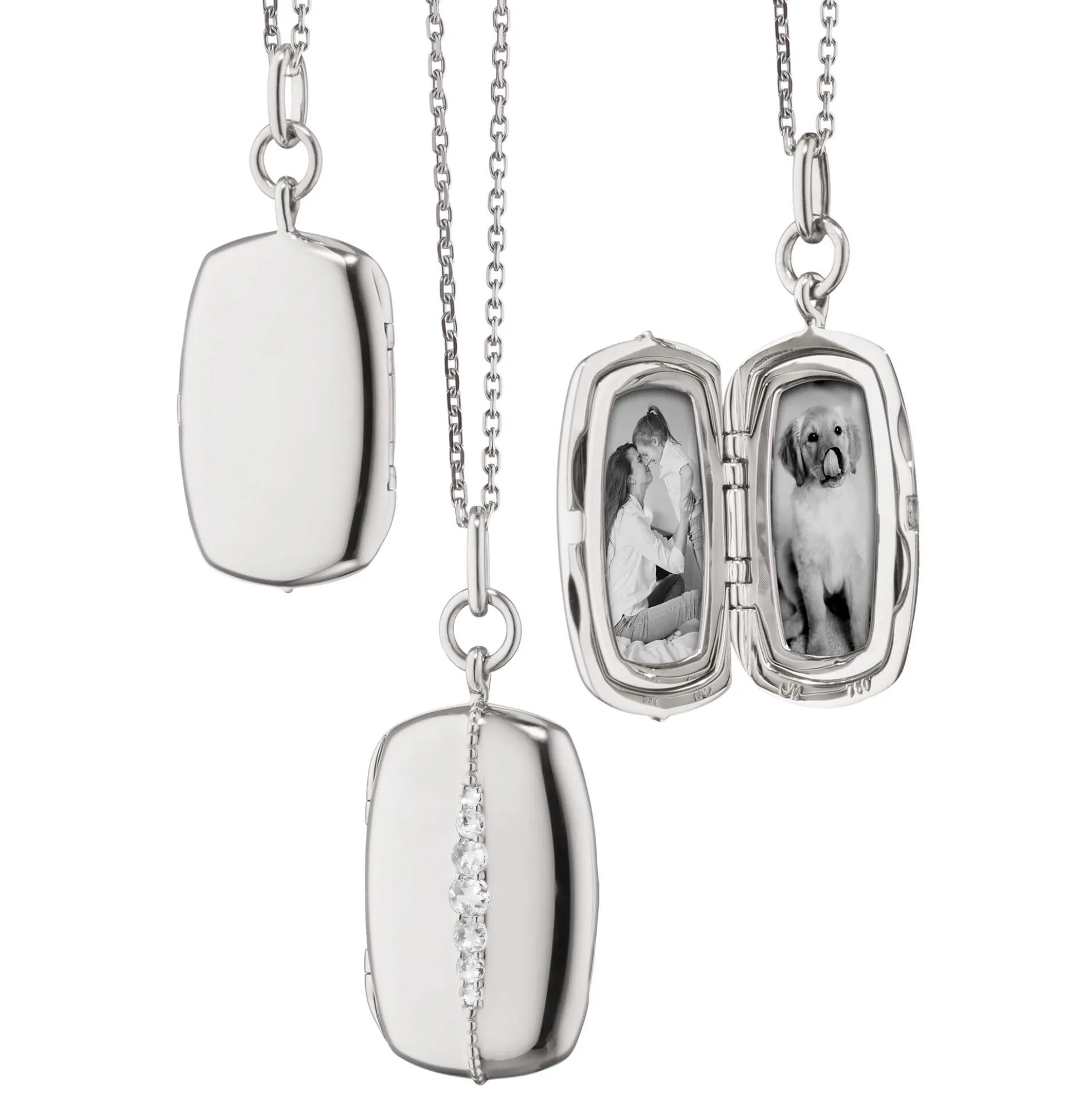 Monica Rich Kosann Slim Rectangle "Kate" Locket Necklace, Sterling Silver