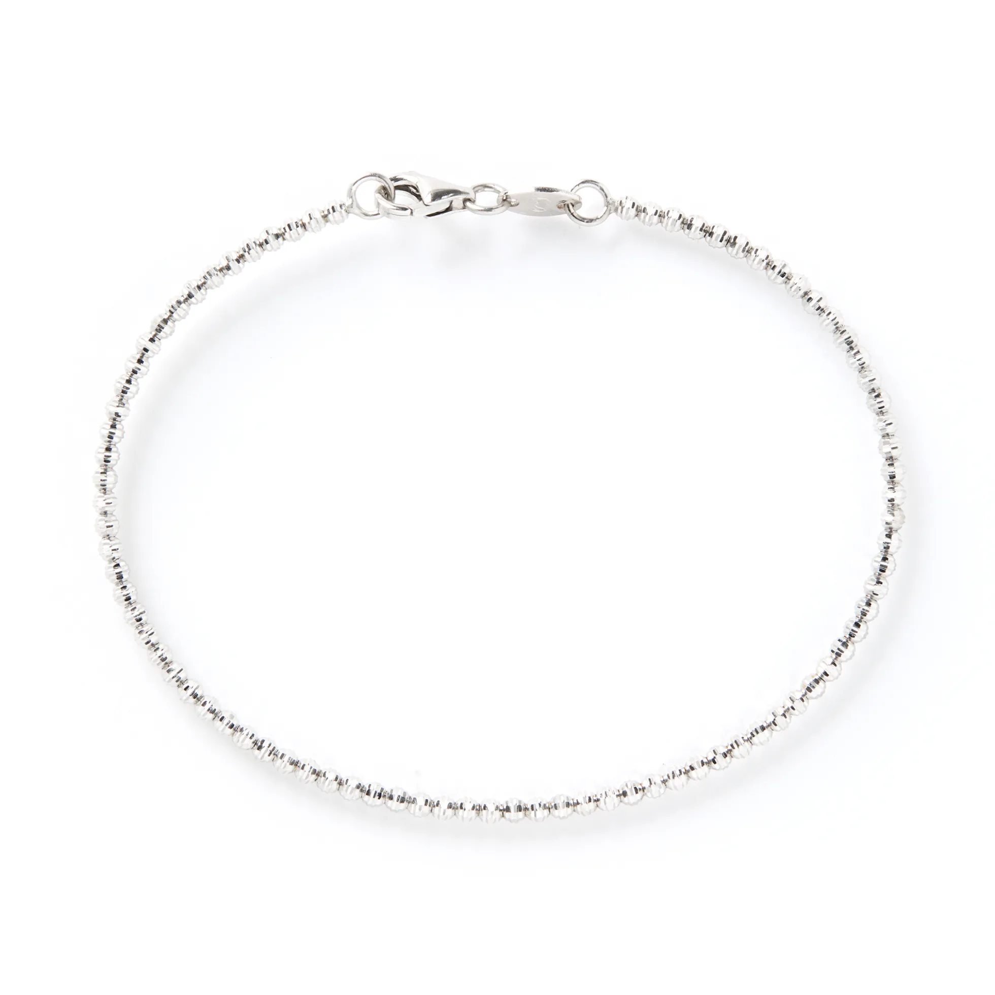 Mooncut Bead Bracelet, 14K White Gold