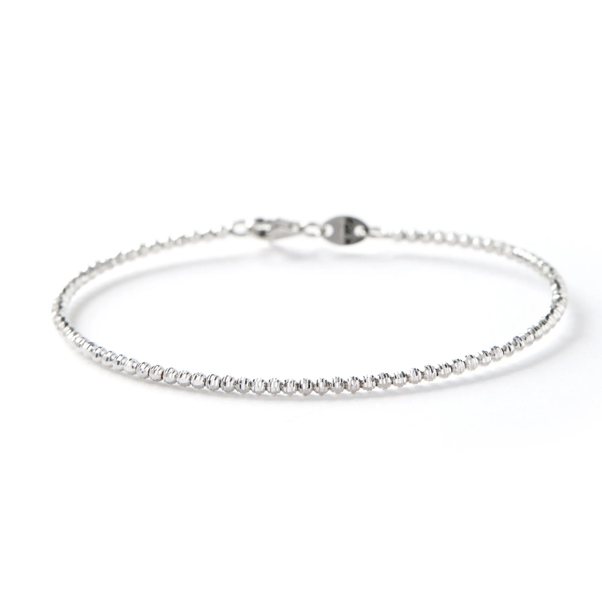 Mooncut Bead Bracelet, 14K White Gold