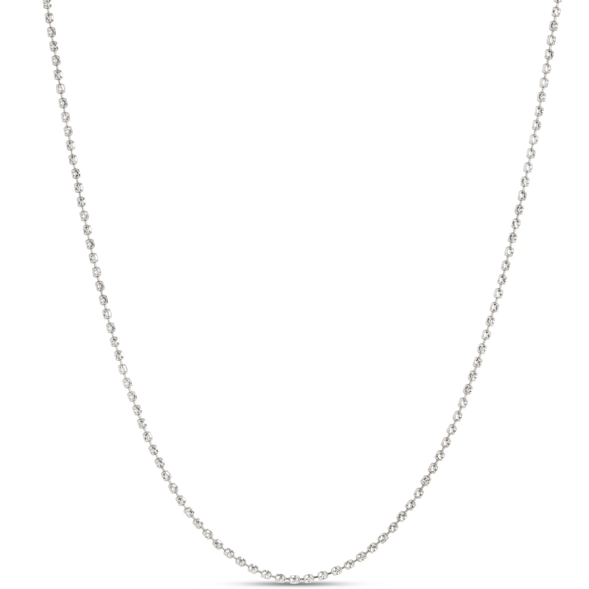 Mooncut Bead Necklace, 14K White Gold