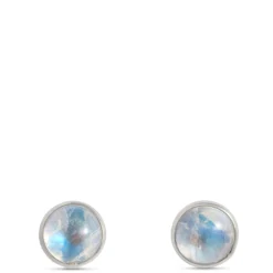 Moonstone Studs, Sterling Silver