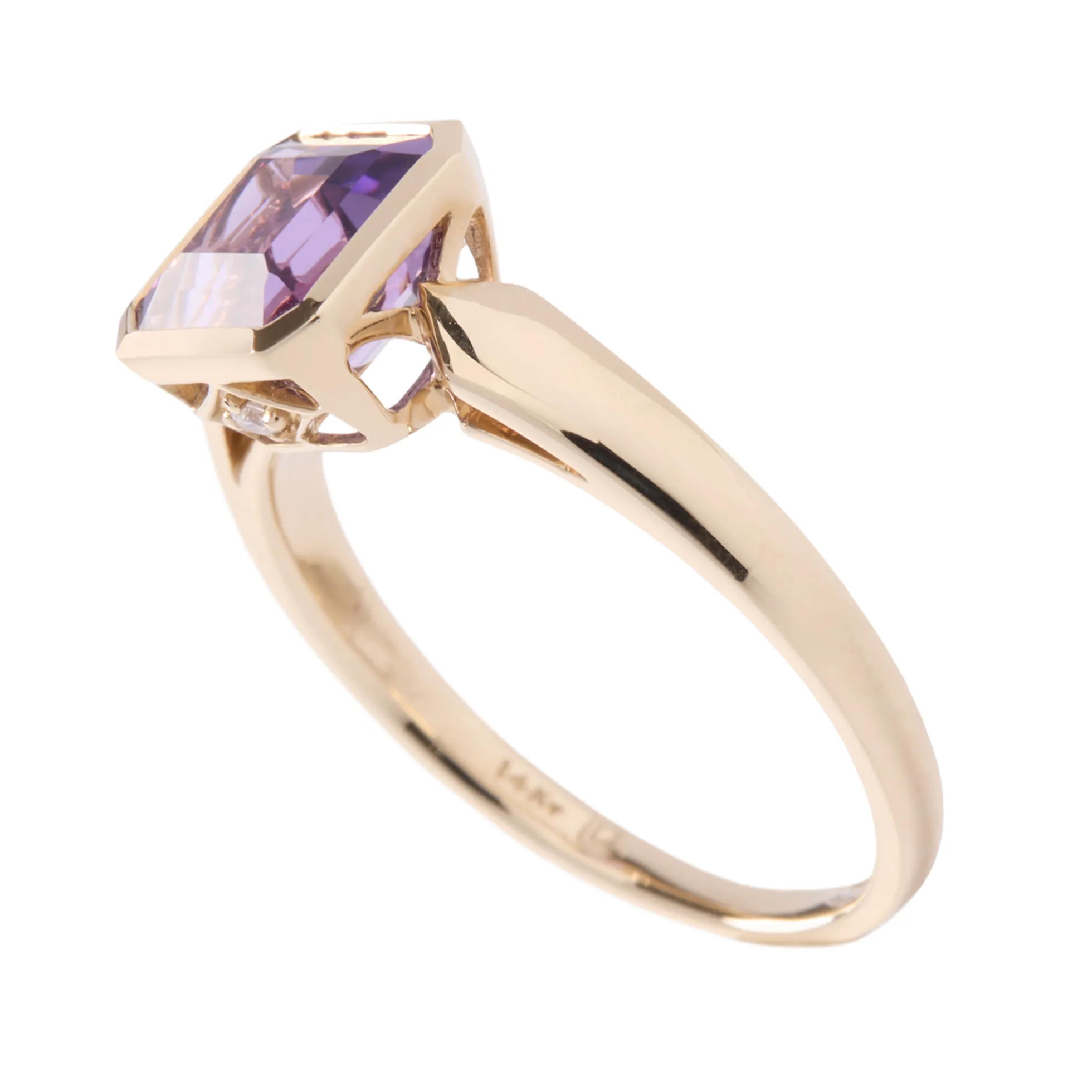 Octagon Amethyst Ring, 14K Yellow Gold
