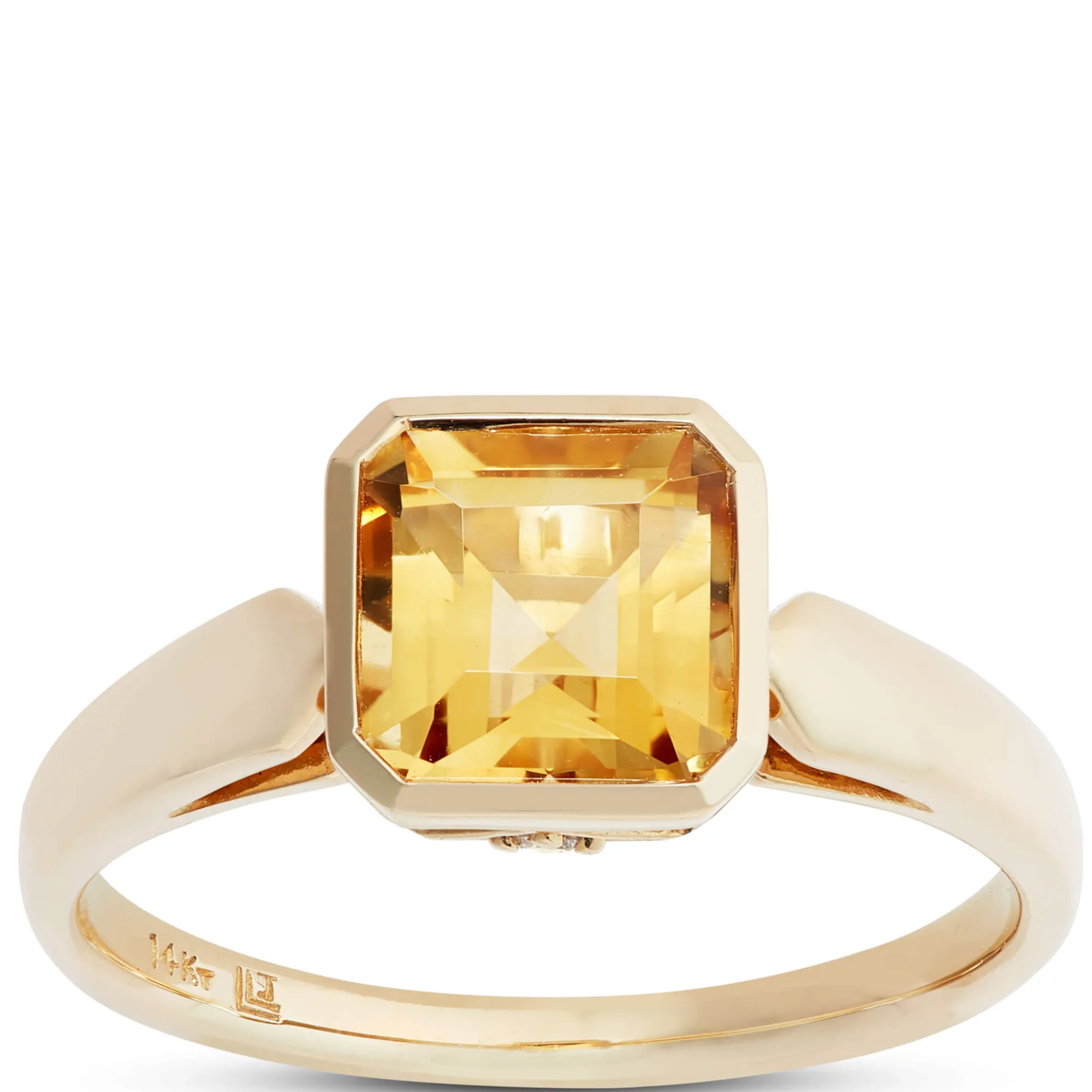 Octagon Citrine Ring, 14K Yellow Gold