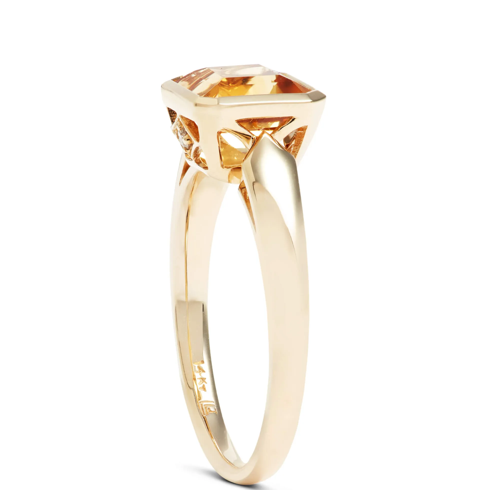 Octagon Citrine Ring, 14K Yellow Gold