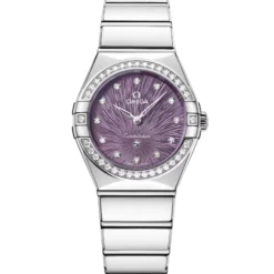 OMEGA Constellation Steel on Steel Purple Dial Watch, 28mm