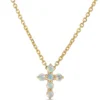 Opal Cross Pendant, 14K Yellow Gold