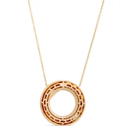 Open Center Circle Pendant with Diamonds, 1 Carat, 14K Yellow Gold